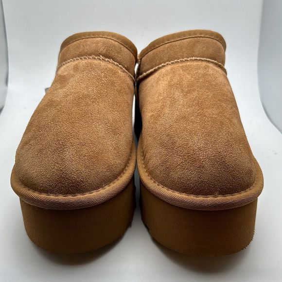 CUSHIONAIRE Women's Genuine Suede Cozy Mule Platform +Memory Foam 9 CHESTNUT - Picture 2 of 7